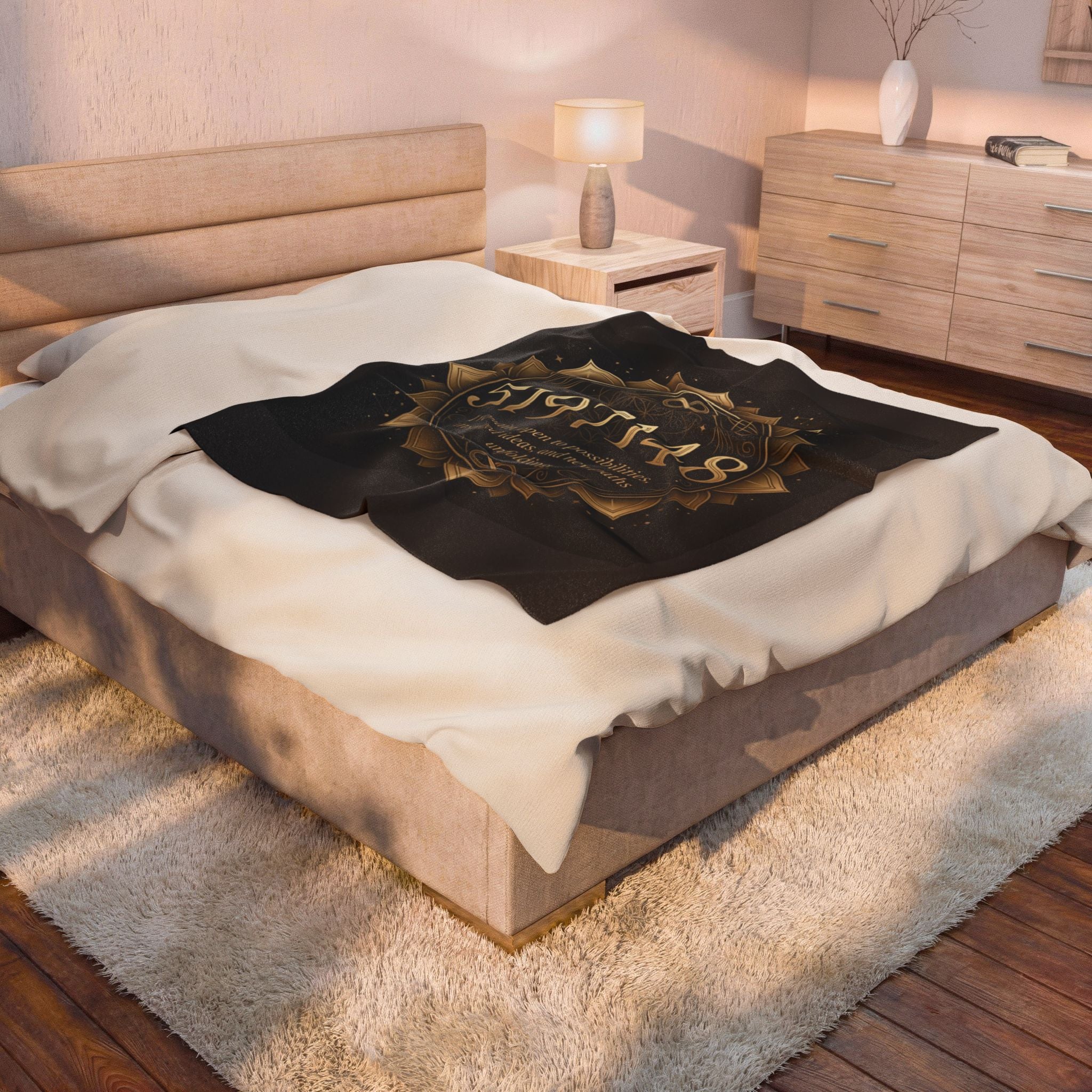 5197148 Gold Mandala Velveteen Plush Blanket | Sacred Numbers Intention Home Décor