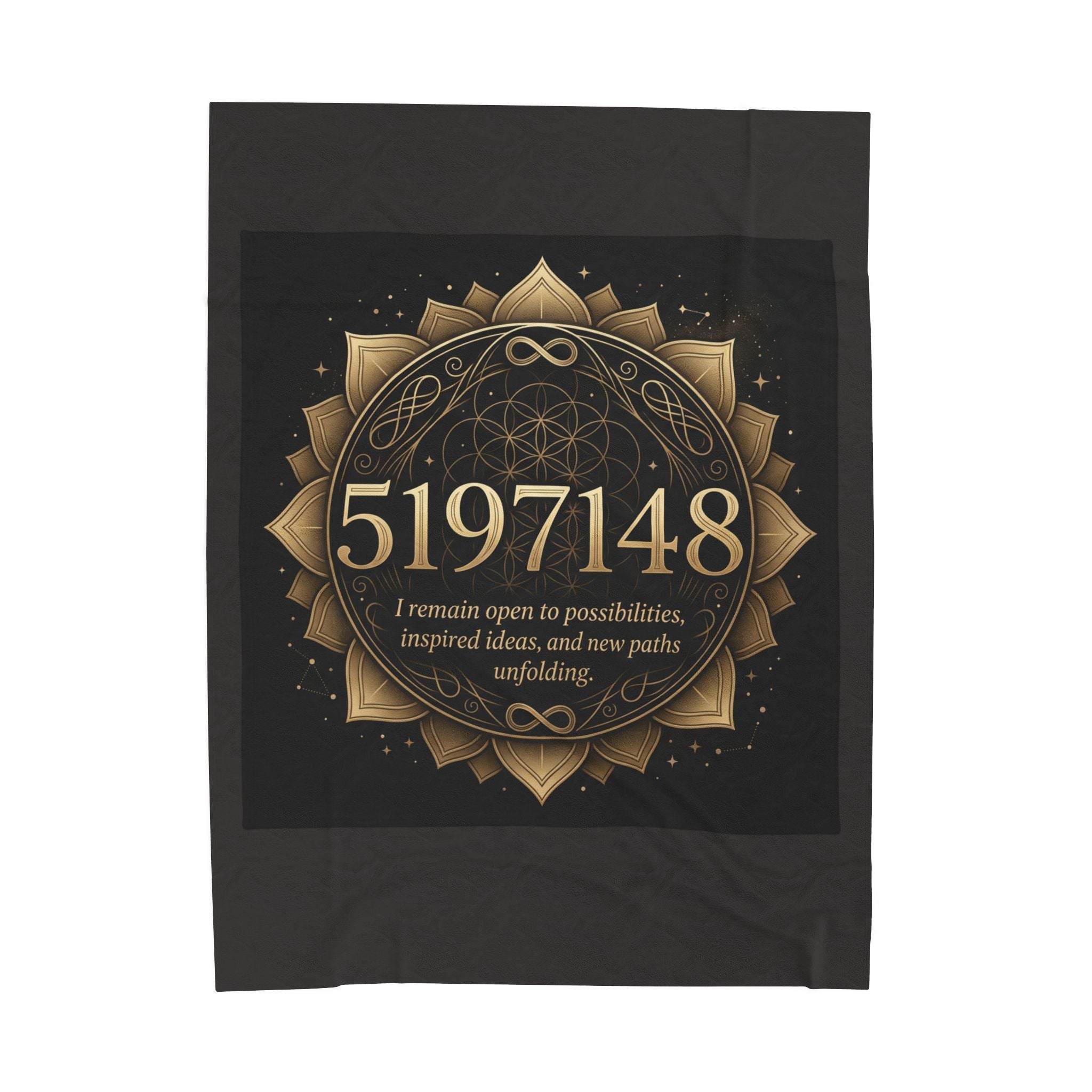 5197148 Gold Mandala Velveteen Plush Blanket | Sacred Numbers Intention Home Décor