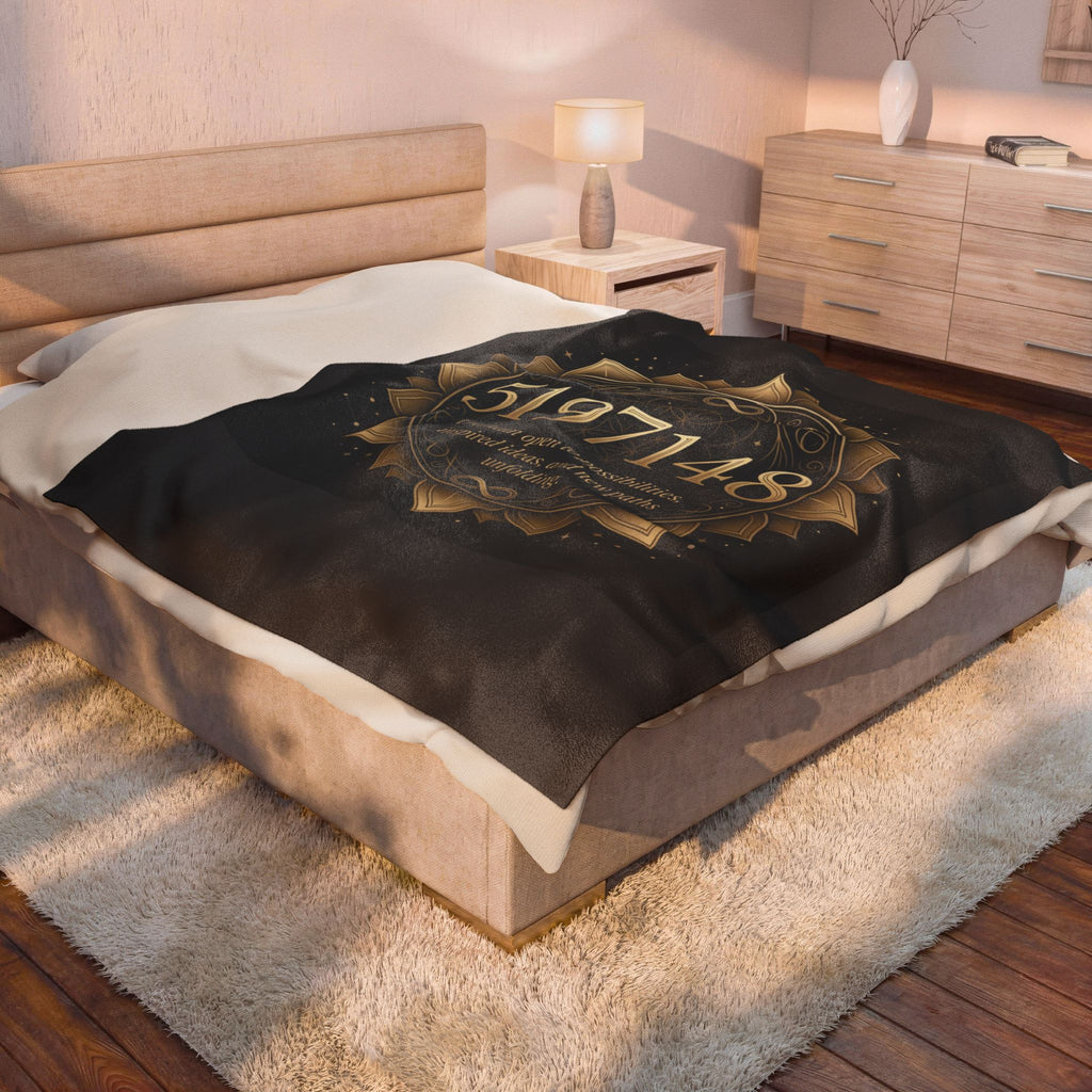 5197148 Gold Mandala Velveteen Plush Blanket | Sacred Numbers Intention Home Décor