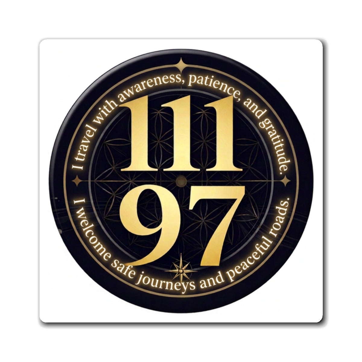 111 97 Spiritual Protection Magnet Safe Journeys & Gratitude Fridge Sticker