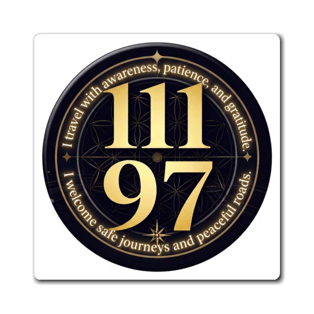 111 97 Spiritual Protection Magnet Safe Journeys & Gratitude Fridge Sticker