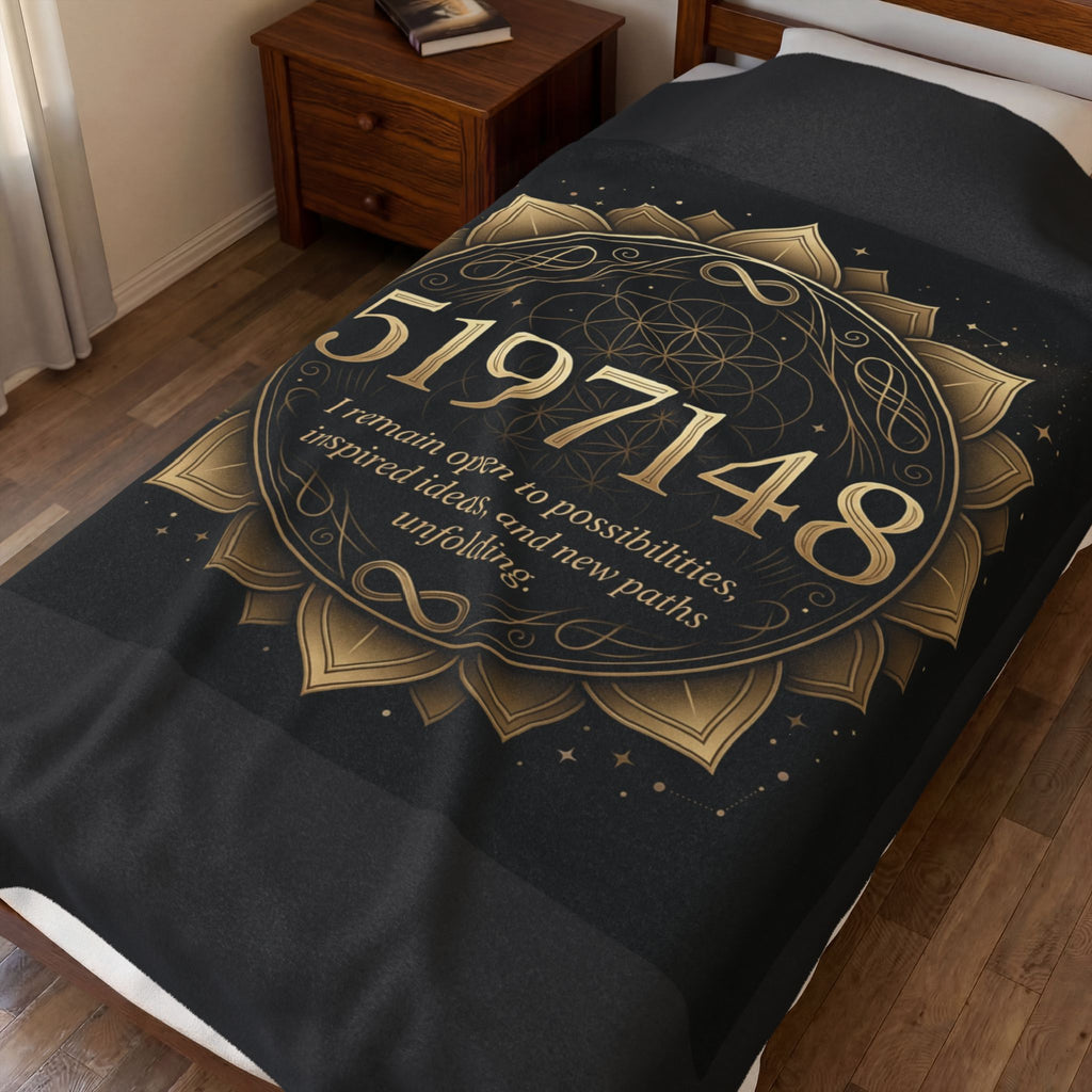 5197148 Gold Mandala Velveteen Plush Blanket | Sacred Numbers Intention Home Décor
