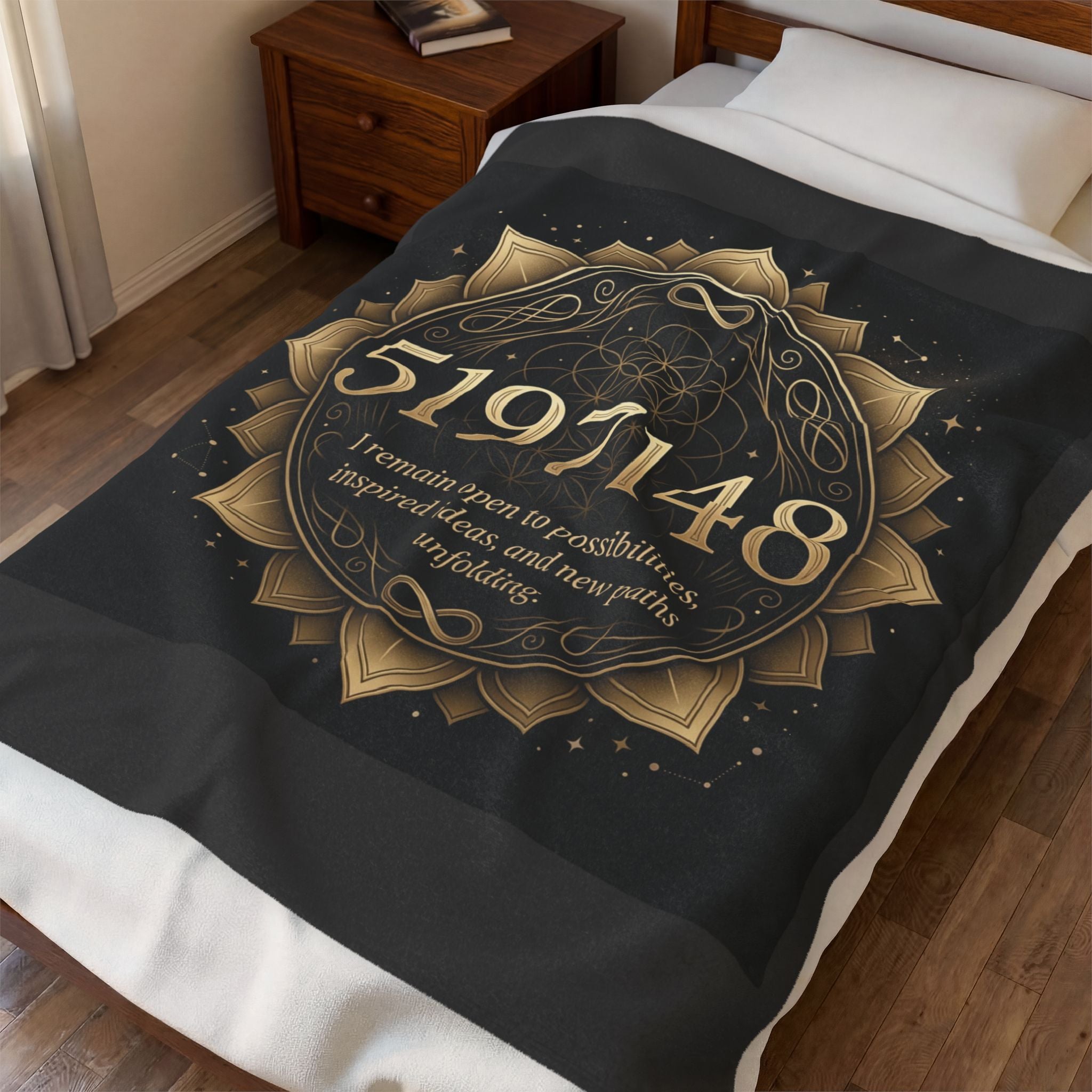 5197148 Gold Mandala Velveteen Plush Blanket | Sacred Numbers Intention Home Décor