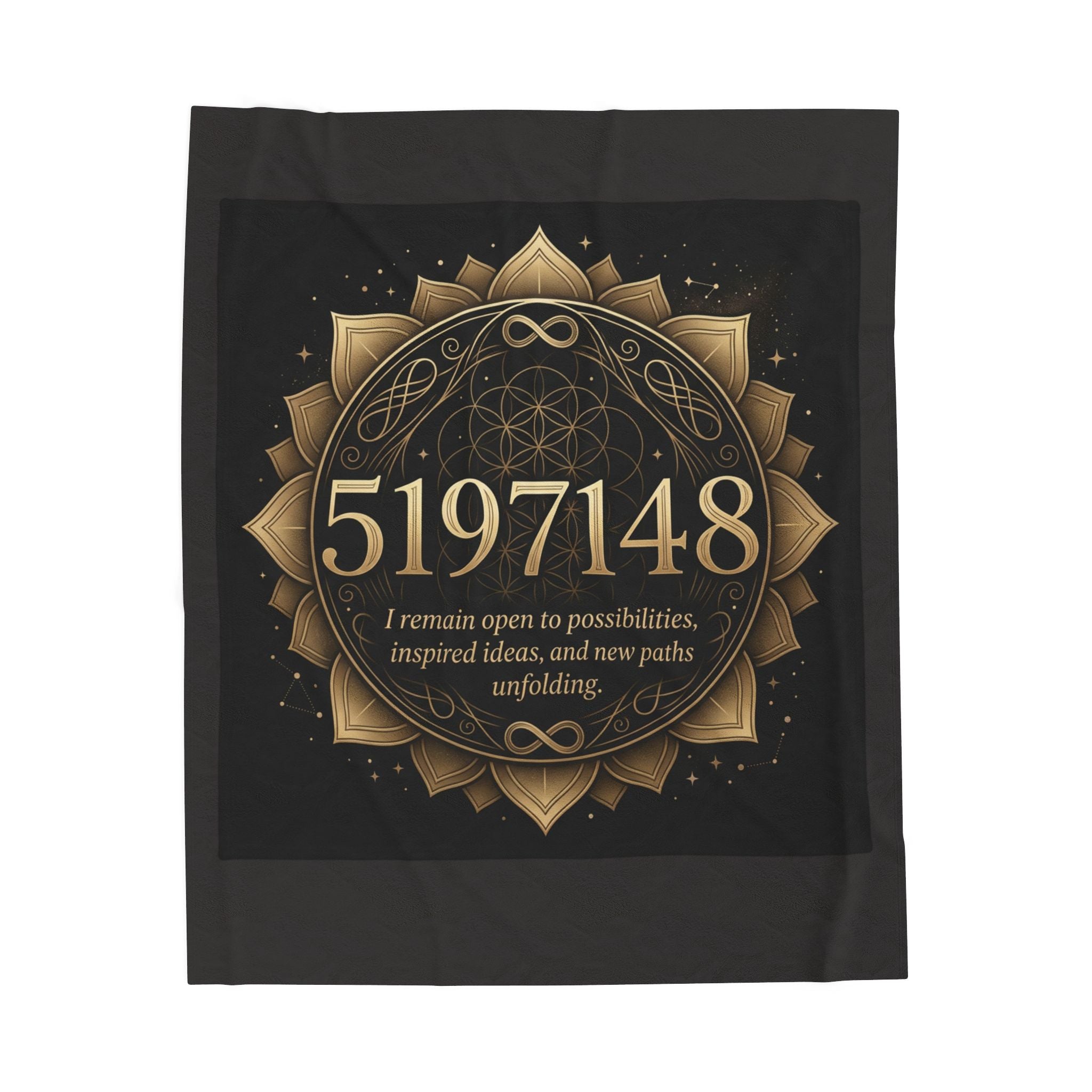 5197148 Gold Mandala Velveteen Plush Blanket | Sacred Numbers Intention Home Décor
