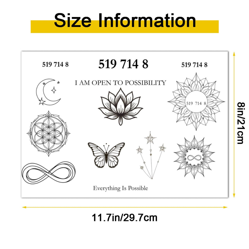 Sacred Ink 519 714 8 Everything Is Possible Temporary Tattoo Sheet