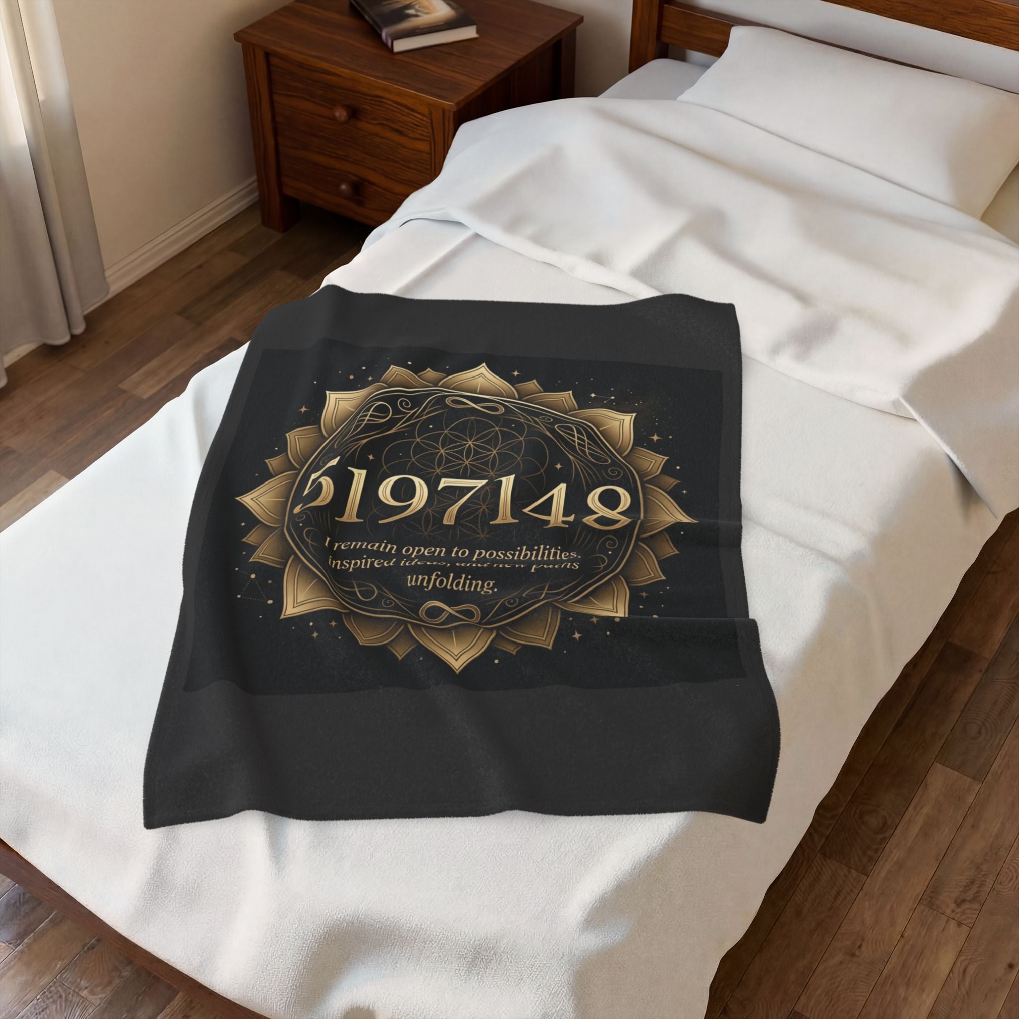 5197148 Gold Mandala Velveteen Plush Blanket | Sacred Numbers Intention Home Décor