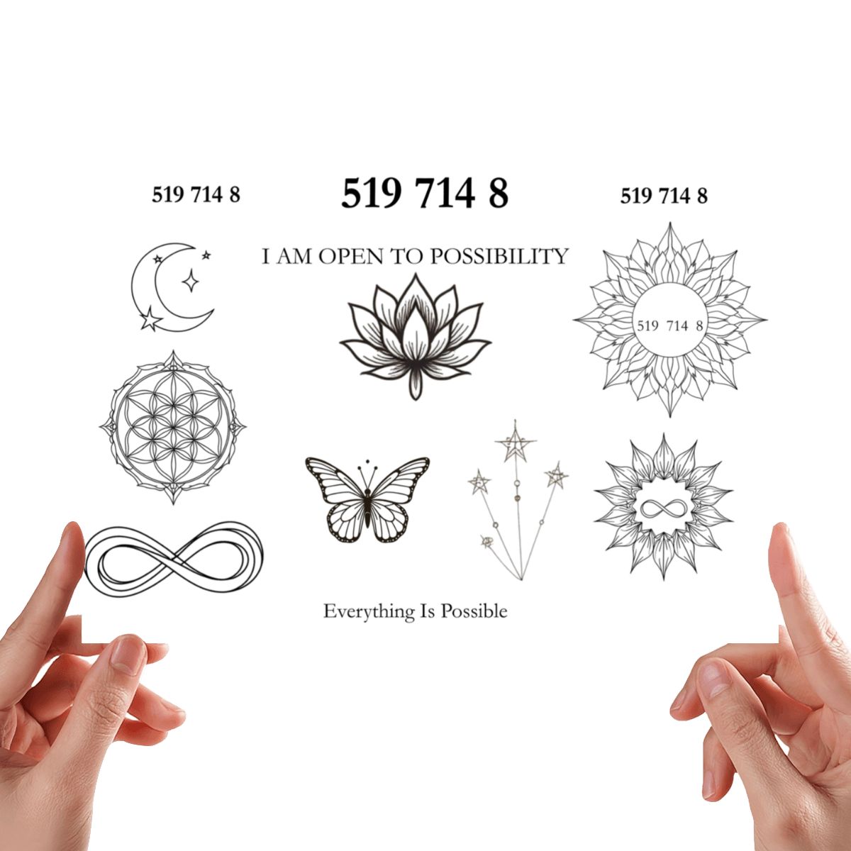 Sacred Ink 519 714 8 Everything Is Possible Temporary Tattoo Sheet