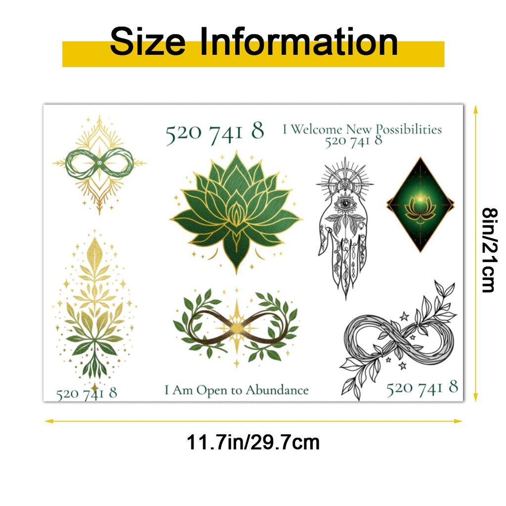 Sacred Ink 520 741 8 Open to Abundance Temporary Tattoo Sheet