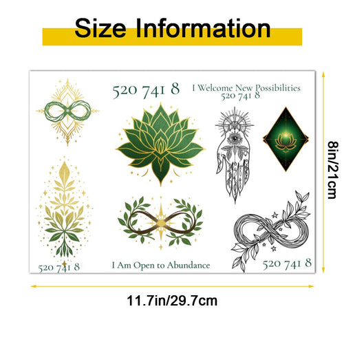 Sacred Ink 520 741 8 Open to Abundance Temporary Tattoo Sheet